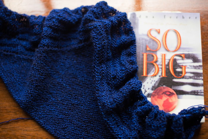 Share your current read and knitting project at the Yarn Along